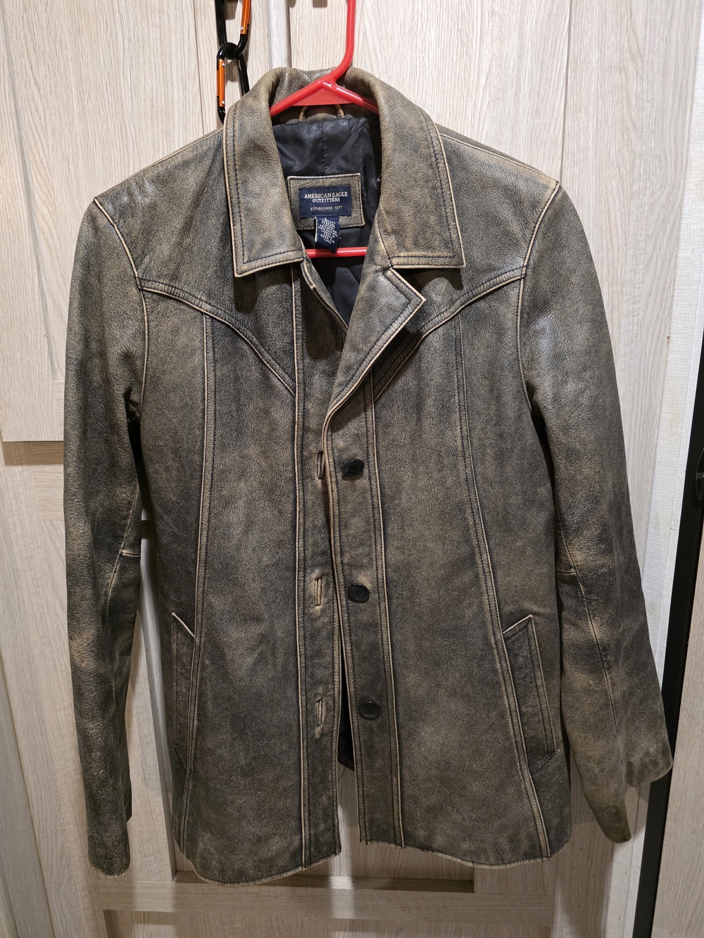 American Eagle Outfitters Distressed Brown Leather Jacket